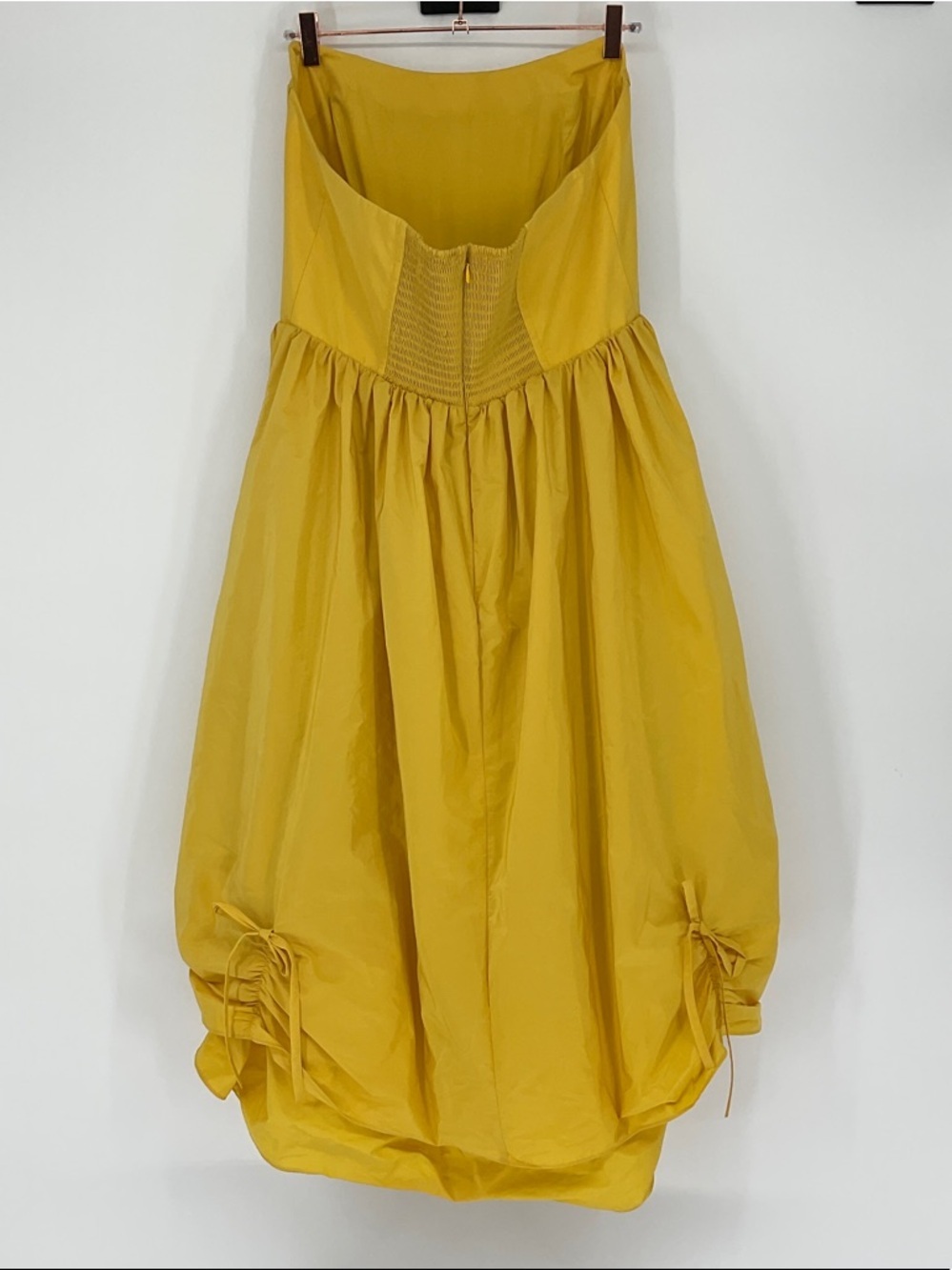 Anthropologie Corset High-Low Bubble Dress Mustard Yellow size L - Picture 7 of 10